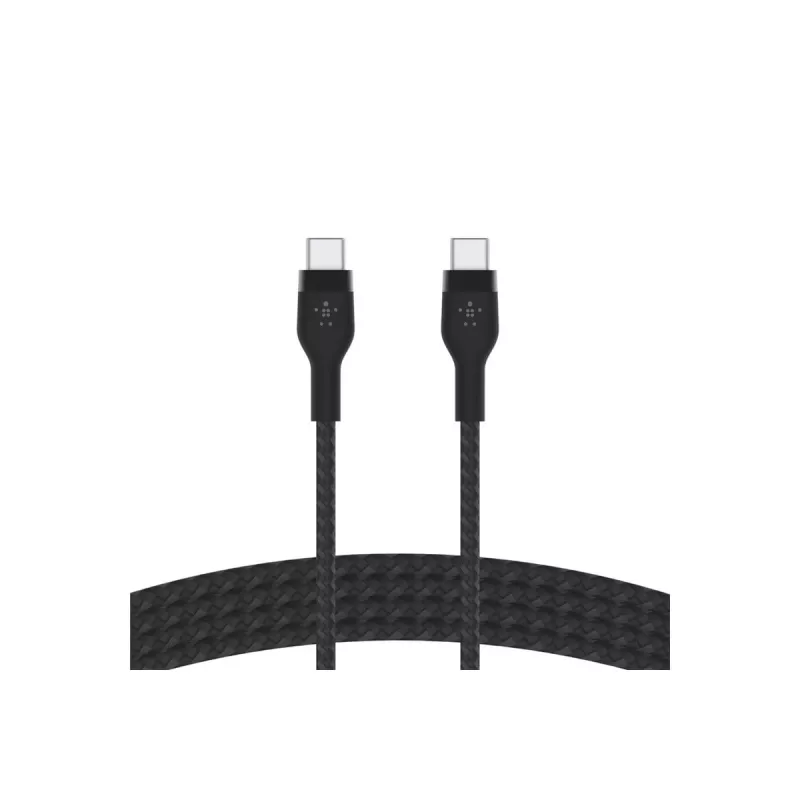 Kaabel BoostCharge USB-C/USB-C punutud silikoon 2 m, must