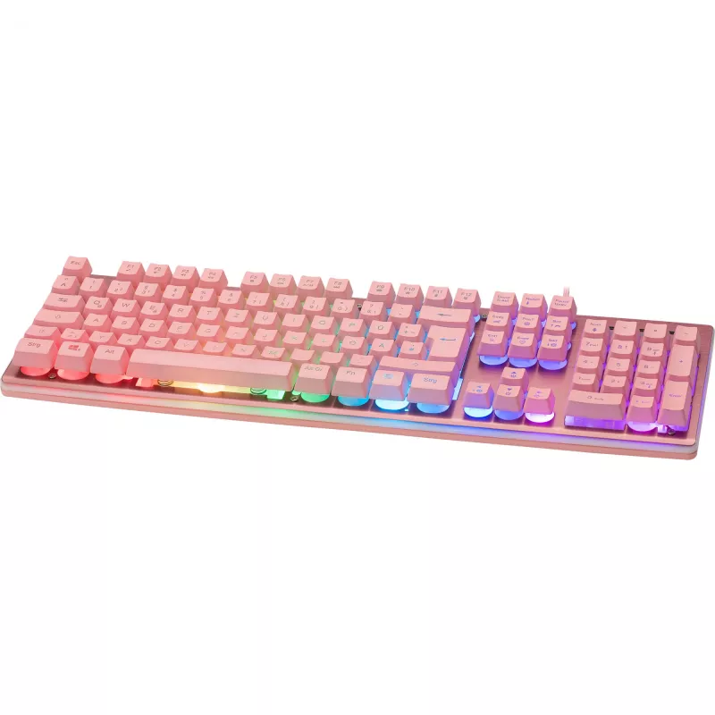 Deltaco GAM-021-RGB-P-DE - täissuuruses (100%) - USB - membraanlülitiga - QWERTZ - Roosa