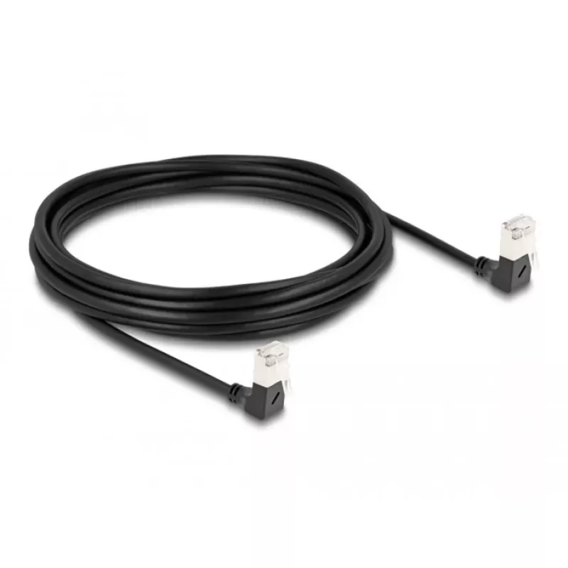 DeLOCK RJ45 võrgukaabel Cat.6A S/FTP õhuke 90° alla 5 m must