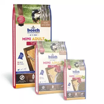 Kuiv koeratoit Bosch Tiernahrung MINI ADULT WITH LAMB & RICE minitõugudele 15 kg, täiskasvanud, gluteenivaba