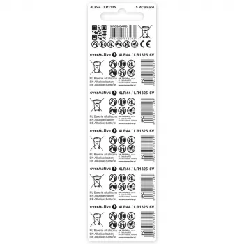 Aluselised nööpelemendid everActive LR44 1,5 V — pakendis 5 tk
