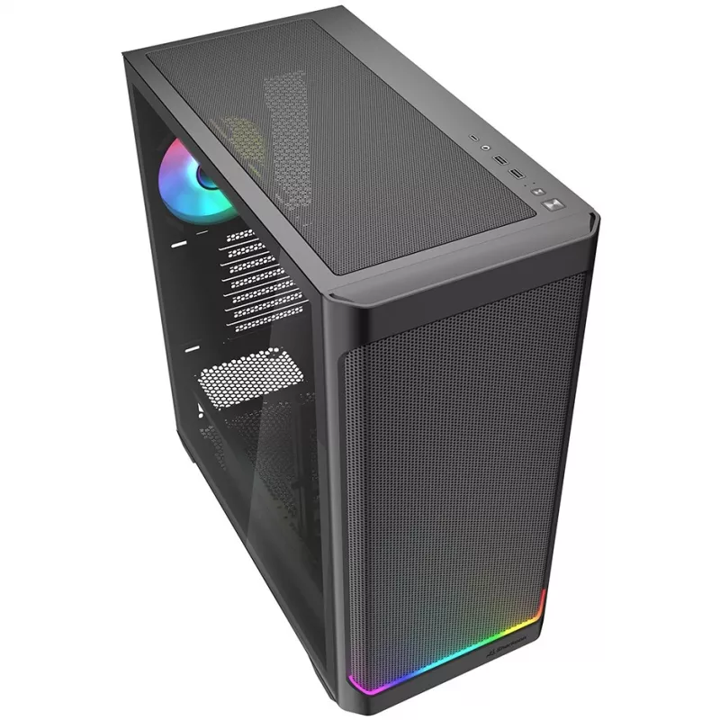 PC-korpus Sharkoon AK4W RGB Strip Midi Tower must