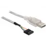 USB 2.0-A-pistik – pin-pistikuga kaabel DeLOCK 83078 hõbedane