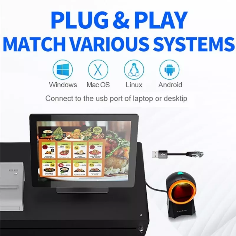 Juhtmega lauaarvuti vöötkoodiskanner QOLTEC 50857 — 1D/2D, USB, ABS-korpus, must, 1,75 m kaabel