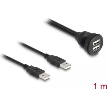 DeLOCK USB 2.0 kaabel 2 x USB Type-A-pistik - 2 x USB Type-A-pesa 1 m must