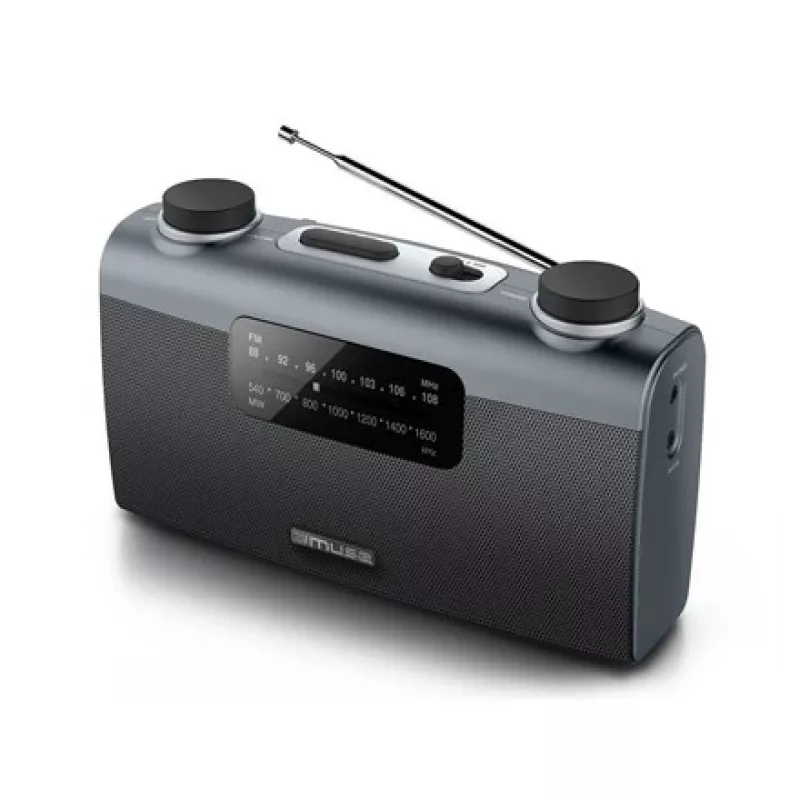 Kaasaskantav raadio Muse M-058 R — AM/FM, pööratav helitugevus, patarei või vahelduvvool (230 V, 50 Hz), must/hall
