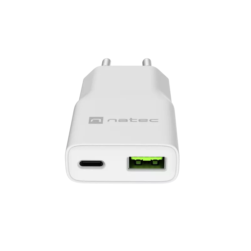 Toiteadapter NATEC Ribera NUC-2376 — 1× USB-A, 1× USB-C, 3 A väljund