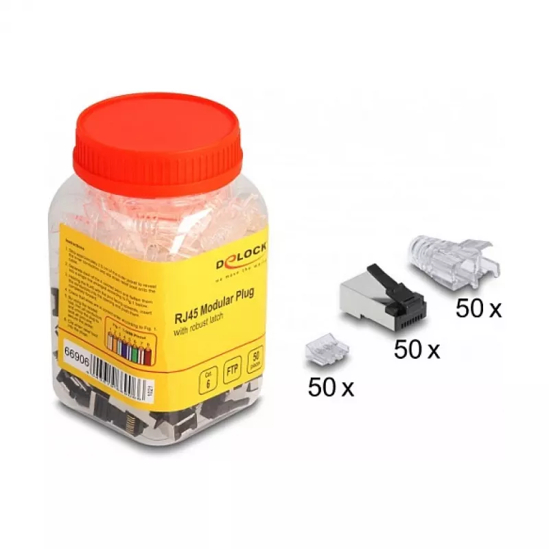 DeLOCK RJ45 moodulpistik Cat.6 50 tk komplekt töökindla riiviga