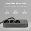 Pistikupesa DIGITUS 3-suunaline 2×USB-A ja 1×USB-C, 3 vahelduvvoolu pistikupesa tüüp E/F, 1,5 m kaabel, must
