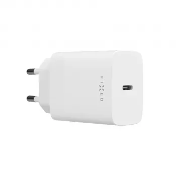USB-C reisilaadija FIXED FIXC30N-C-WH — 30W kompaktne USB-C toiteadapter, ühe pordiga kiirlaadimine