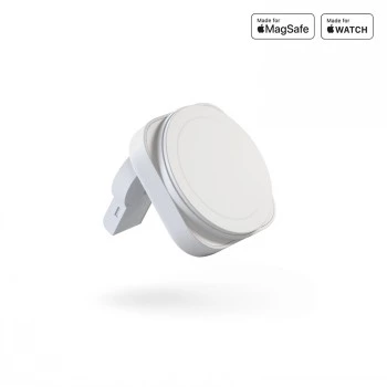 ZENS 2-IN-1 MAGSAFE + WATCH TRAVEL CHARGER Valge