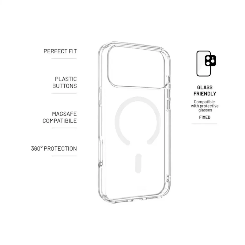 Karastatud klaasist ekraanikaitse FIXED MagPure Apple iPhone 17 Pro Maxile — läbipaistev, täpne sobivus, säilitab puutetundlikkuse