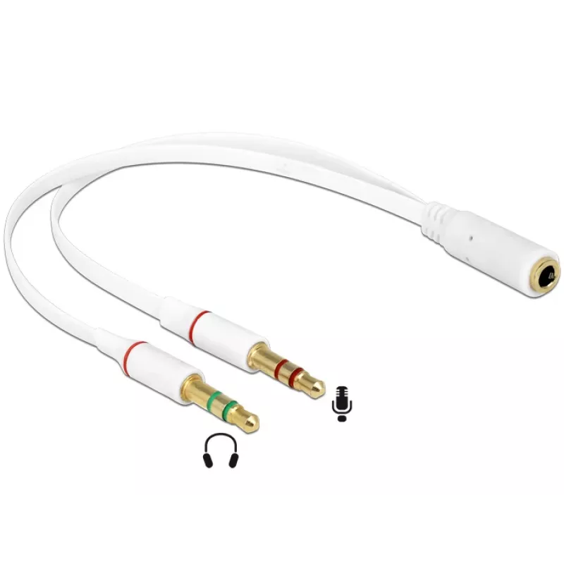 Audio Kaabel DeLOCK 65585 0,2 m 2x3,5 mm Isane kuni 3,5 mm Emane Valge