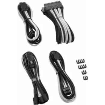 Kaablikomplekt CableMod PRO ModMesh CM-PCAB-16P3KIT-NKKW-3PK-R — 3 tk must-valge ümbrisega PCIe/ATX pikenduskaablit