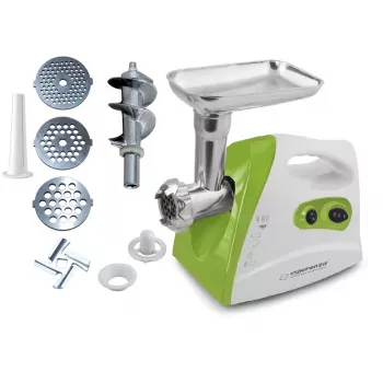 Hakklihamasin ESPERANZA EKM012G — 600 W, roostevabast terasest tera, vorstihoidik, kebbe valmistaja, tagurpidi käik, libisemiskindlad jalad, valge/roheline