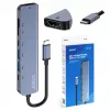 USB USB-C jaotur SAVIO AK-82 HDMI, MicroSD, USB 3.2 Gen1, PD läbipääsuga, 4K@30Hz, 5000 Mbit/s, must