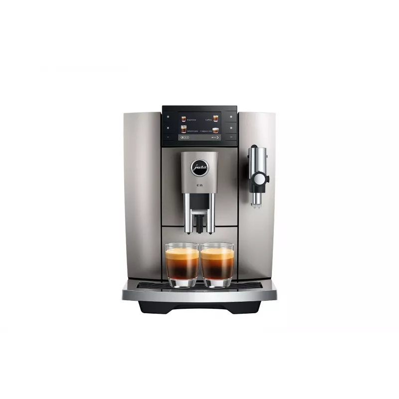 Espressomasin JURA E8 Täisautomaatne 1,9 L Hõbedane — 15 bar, 3,5-tolline ekraan, veski, piimavahustaja