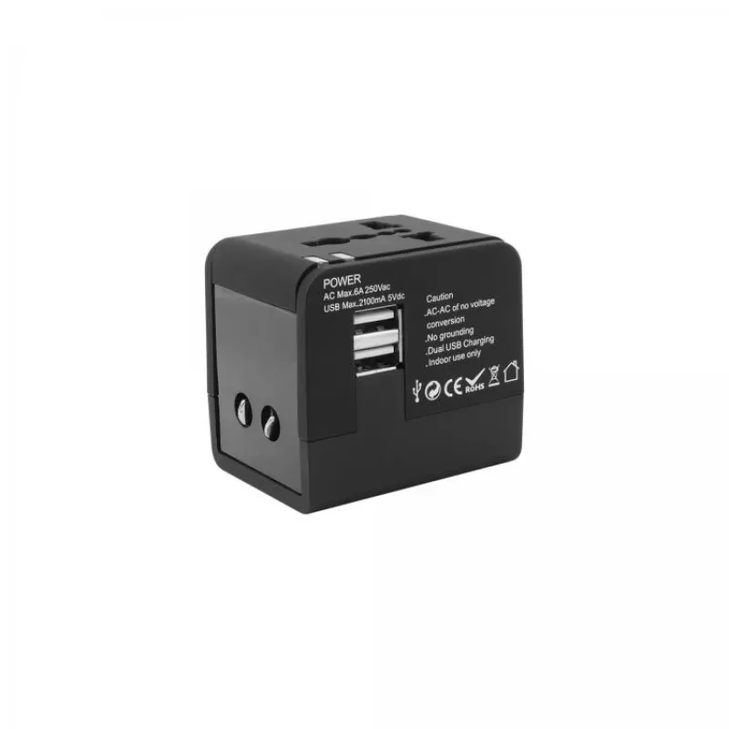 Reisiadapter SBOX TA-23 kahe USB-laadija ja universaalse pistikuühilduvusega
