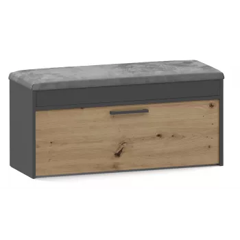 Suletud kingakapp Top e Shop PARMA — antratsiit ja tamm, puitlaastplaat, 1000×490×350 mm