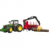 BRUDER John Deere 7R 350 metsahaagise ja 4 pakuga