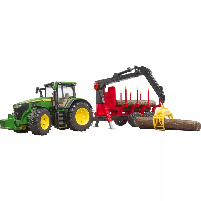 BRUDER John Deere 7R 350 metsahaagise ja 4 pakuga