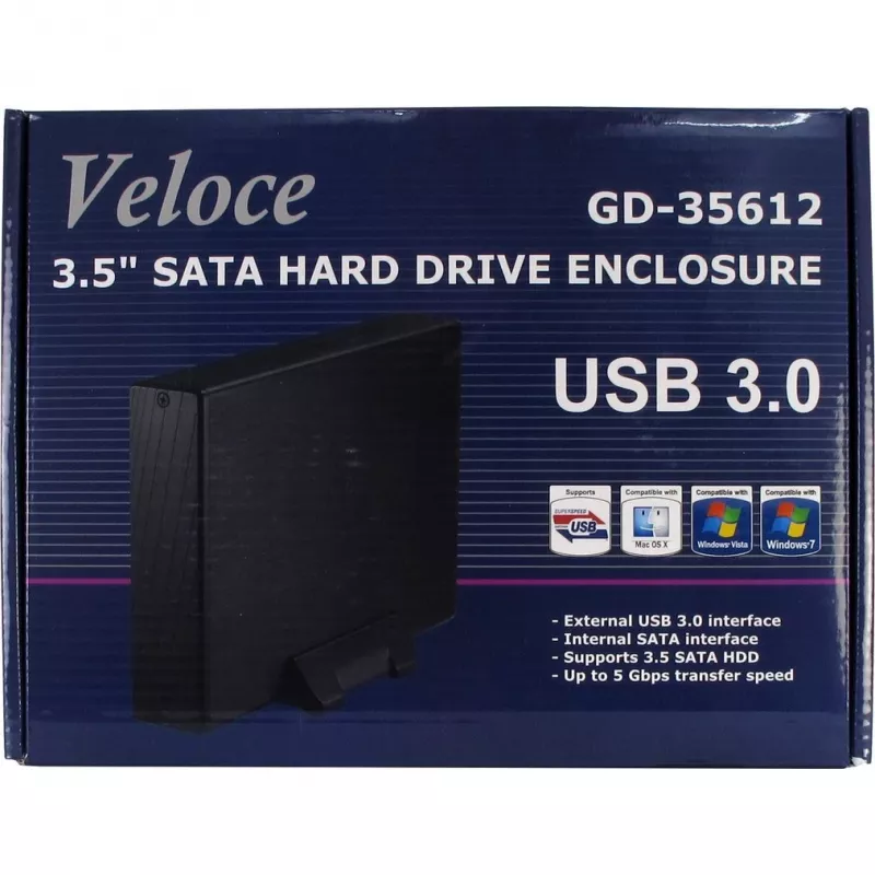 Inter-Tech Veloce GD-35612 - Korpuseadmel - 3.5 (8.9 cm) - SATA 3Gb/s - USB 3.0