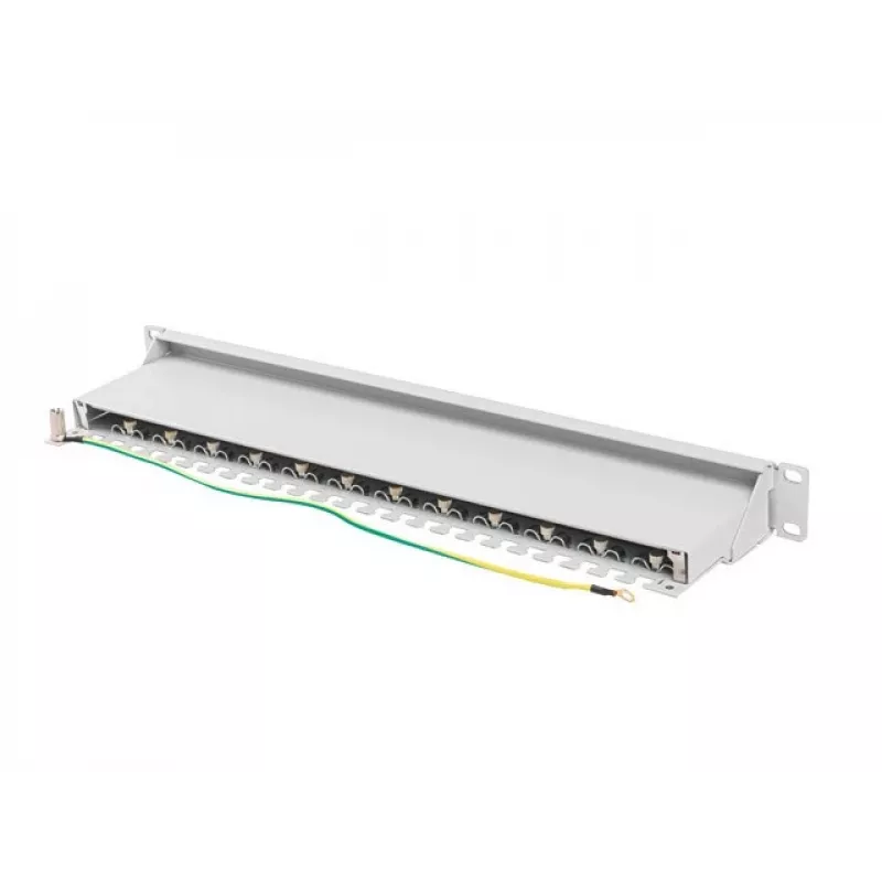 Patch panel 1U LANBERG PPS7-1024-S — 24 pordiga, Cat7, F/UTP, metall, 1U (445×102×44,5 mm)