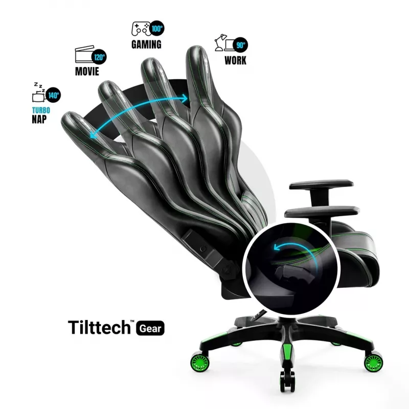 Diablo X-One 2.0 Normal Size Gaming chair Must, roheline