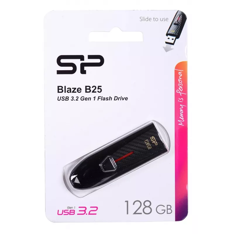 Silicon Power Blaze B25 USB-mälupulk 128 GB USB tüüp-A 3.2 Gen 1 (3.1 Gen 1) Must