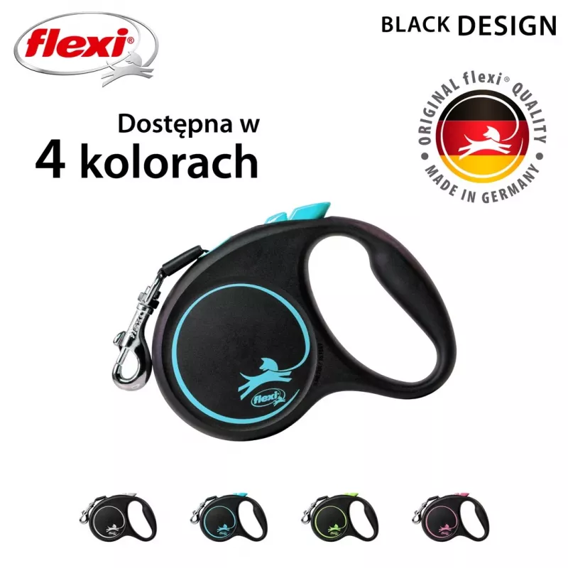 Flexi automaatne jalutusrihm Must Design S 5 m, sinine