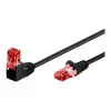 Goobay CAT 6 Patch-kaabel 1x 90° nurga all, U/UTP, must, 1 m - riivistusklapp peal, CCA (51515)