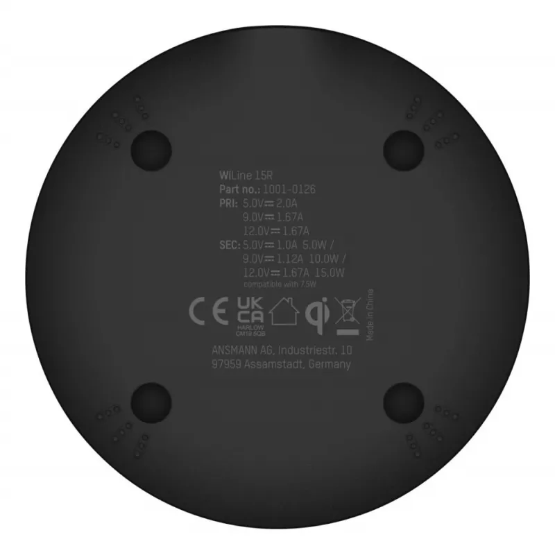 Juhtmevaba laadija Ansmann WiLine 15R nutitelefon must USB siseruumides 9V