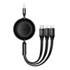 USB 3-ühes kaabel Baseus Bright Mirror — mikro-USB, USB-C, Lightning, 66W, 1,1 m