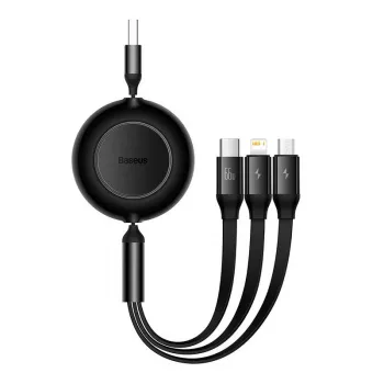 USB 3-ühes kaabel Baseus Bright Mirror — mikro-USB, USB-C, Lightning, 66W, 1,1 m