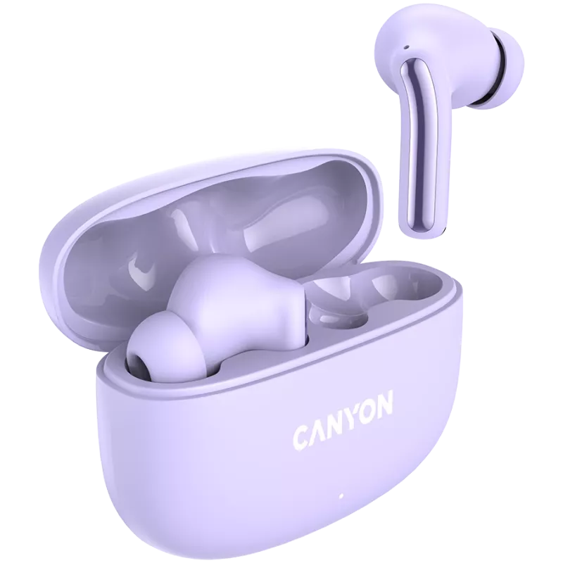 Canyon TWS-9 CNS-TWS9P Kõrvaklapid – Tõeliselt juhtmevabad – Bluetooth 5.4 – In-Ear – 6h + 30h tööaeg – USB-C laadimiskarp – Puutetundlik juhtimine – lilla