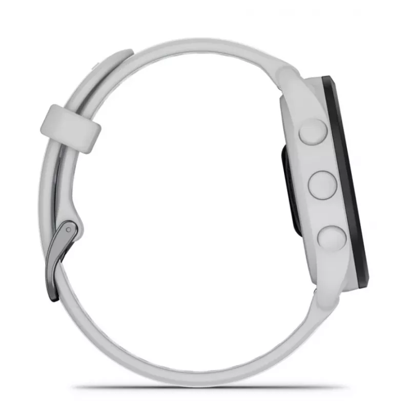 Nutikell GARMIN Forerunner 165 — GPS, AMOLED 1,2 tolli, 4 GB, 5 ATM, aku kestvus 11 päeva, hall korpus, valge rihm