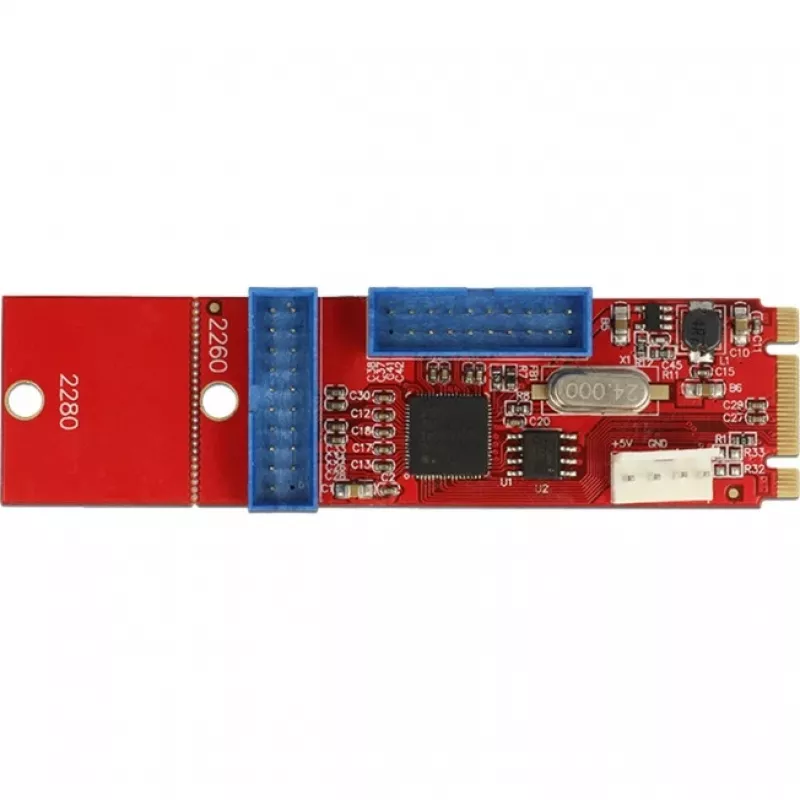 Delock Konverter M.2 Key B+M isane > 2 x USB3.0 Pin Header - USB-adapter - M.2-kaart - USB3.0 (sisemine) x 2 (62843)