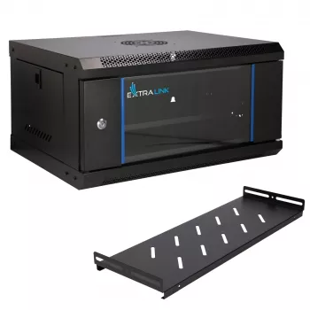 EXTRALINK LITE 4U 530X400 SEINALE KINNITATAV RACK-KAPP MUST RIIULIGA