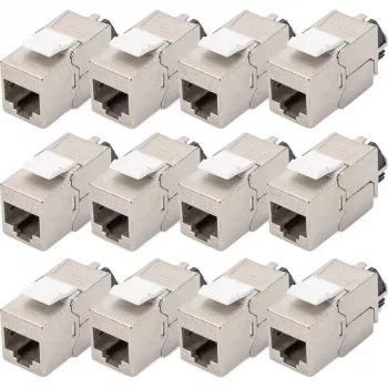 Keystone module DIGITUS CAT 6A varjestatud intelligentse kaablihalduriga, lame RJ-45, 14,5×34,5×21 mm — 12 tk