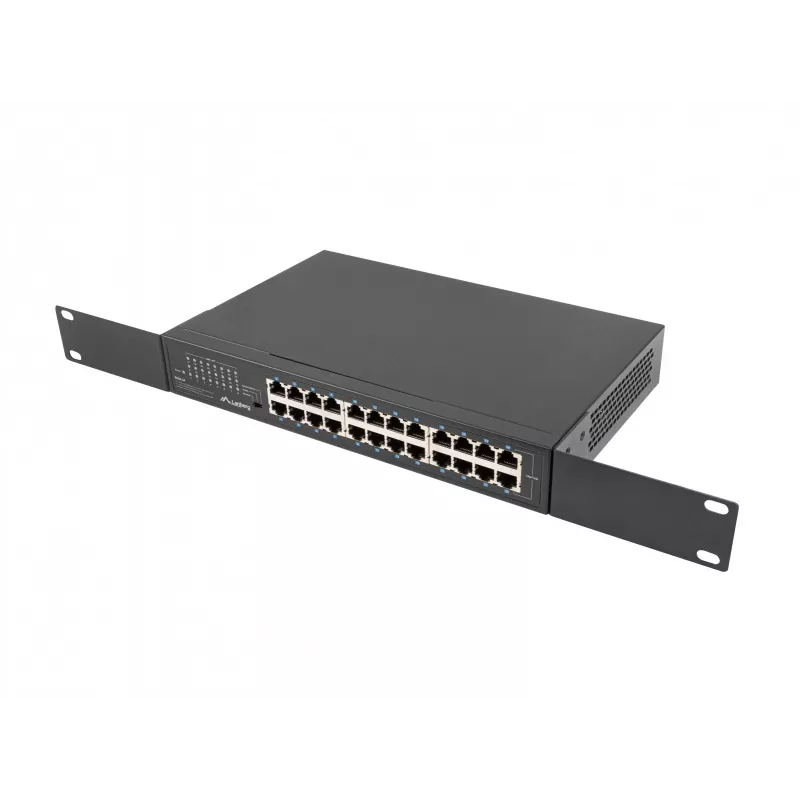 Haldamata kommutaator LANBERG RSGE-24 — 24× Gigabit Ethernet 1U, riiulisse paigaldatav, must