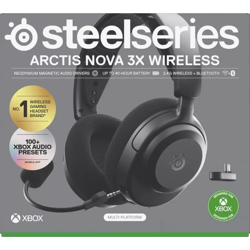 Peakomplekt STEELSERIES Arctis Nova 3X Wireless Bluetooth — ümberkõrvaklapid, peavõru, 20–22000 Hz, 260 g