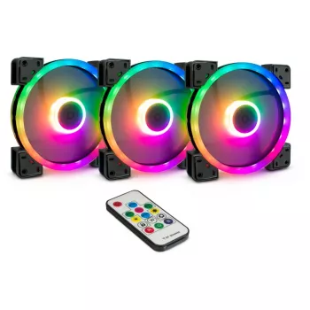 INTER-TECH Argus RGB-ventilaatorikomplekt RS-14 140mm ARGB 3-pakk Must