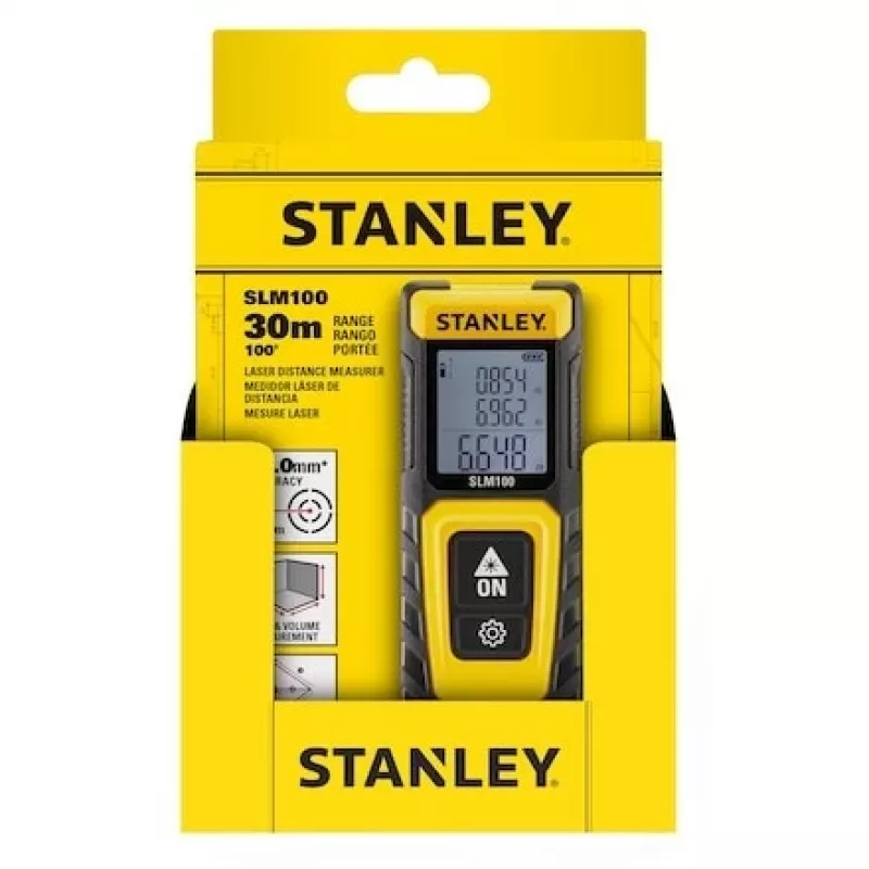 Kaugusmõõtja STANLEY SLM100 — laseri ulatus 30 m, kompaktne käeshoitav mõõteseade
