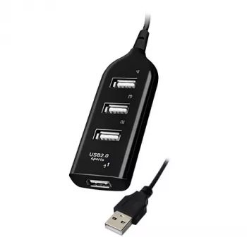 VAKOSS USB-jaotur TC-234UX — 4-pordiline USB 2.0 jaotur, alalisvoolutoide (5 V, 1 A), must