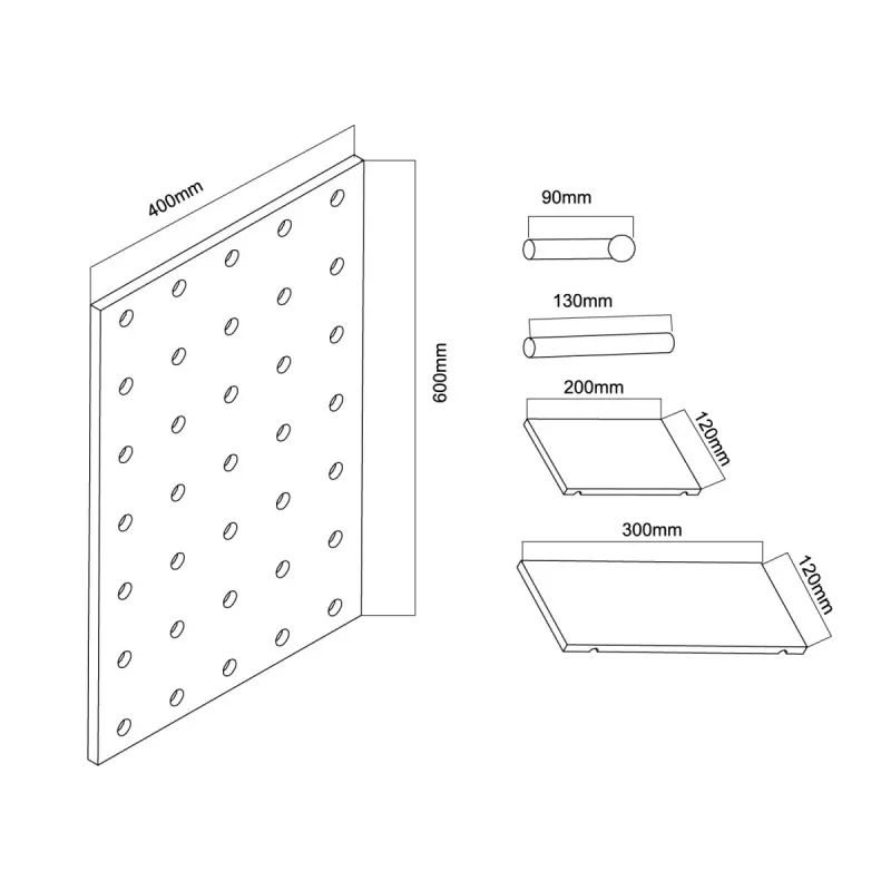Maclean MC-130 WD puidust seinalaud-organiseerija, 40x60 cm, kuni 20 kg