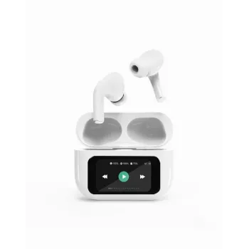 Headset BLUETOOTH/Valge TWS-LCD-ANC-01-W Gembird