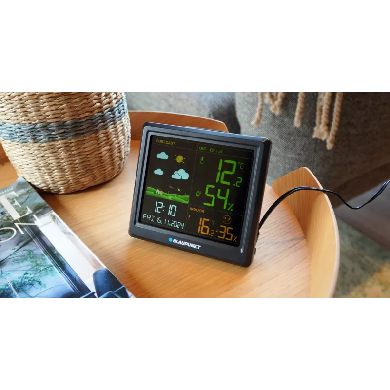 Ilmajaam BLAUPUNKT WS25BK — sise- ja välistemperatuuri ning -niiskuse monitor, must, 1 andur, LCD-ekraan