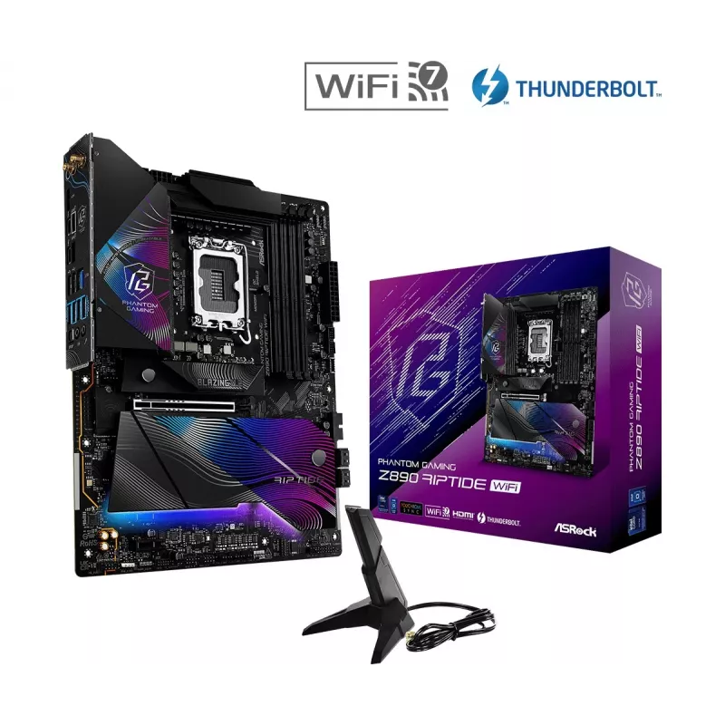 Emaplaat ASRock Z890 Riptide WiFi — Intel Z890, LGA1851, ATX, DDR5, 4 DIMM, Wi‑Fi 7, 2.5Gb LAN, Thunderbolt 4