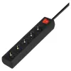 Pikendusjuhe SAVIO LZ-15 — 5 vahelduvvoolupistikut, universaalne pistik, 5 m kaabel, 2500 W, 10 A, must
