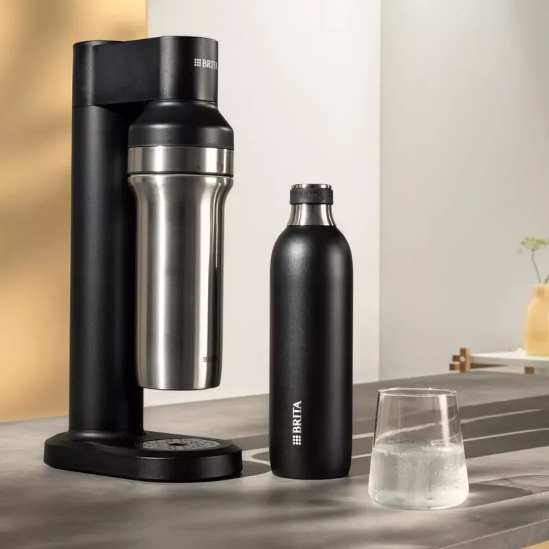 BRITA karboniseerimispudel 650 ml, roostevaba teras, must, nõudepesumasinakindel